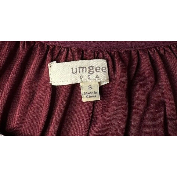 UMGEE Dark Purple with Cream Lace Crochet Trim Boho Cotton Blend Tunic Dress S - Picture 7 of 8